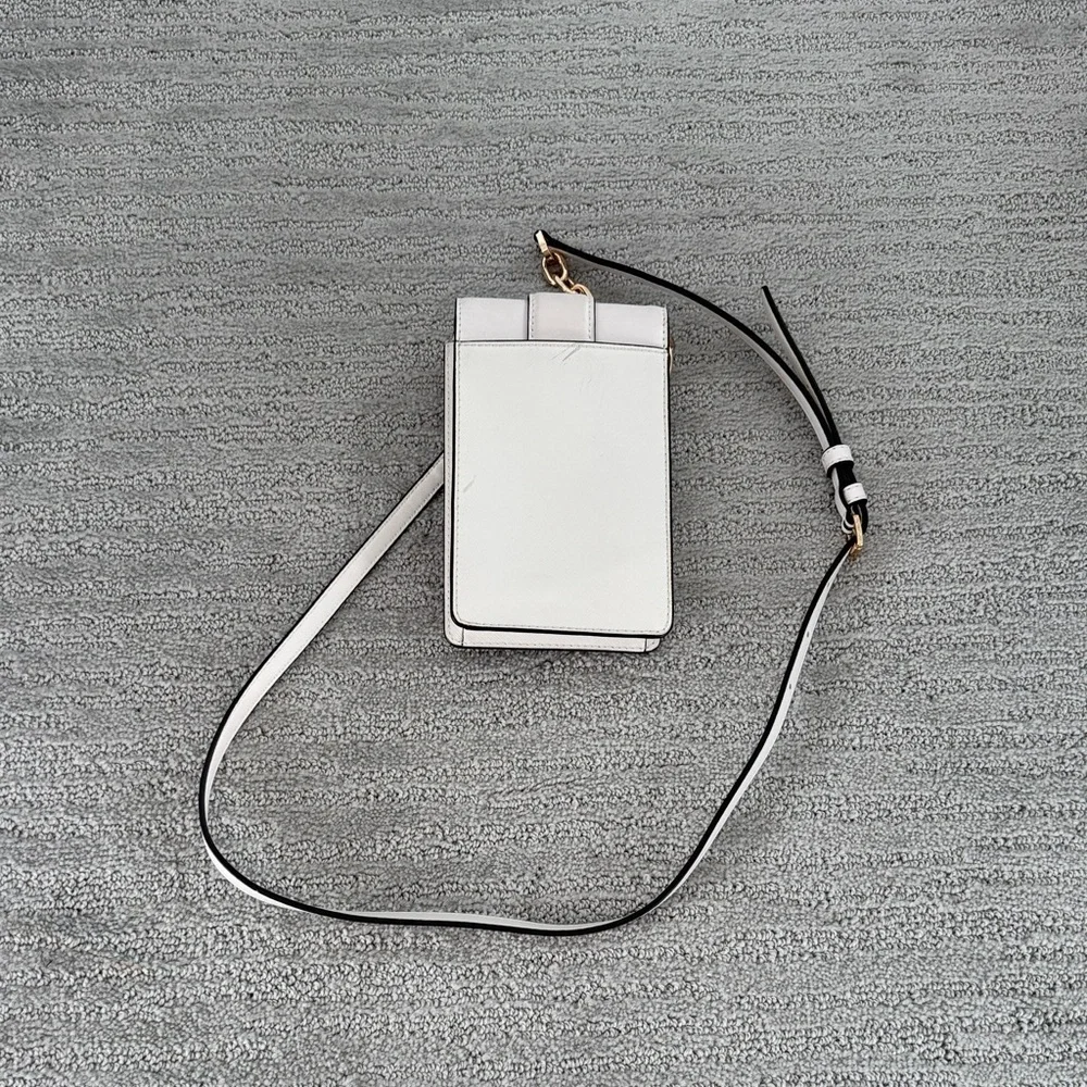 Michael Kors White Phone Crossbody with Gold Chain
